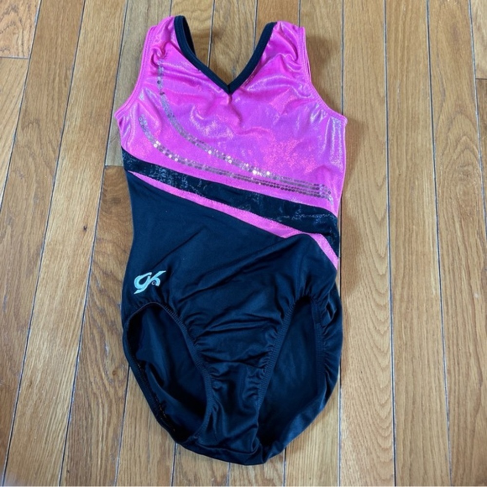 GK Pink and Black Gymnastics Leotard
